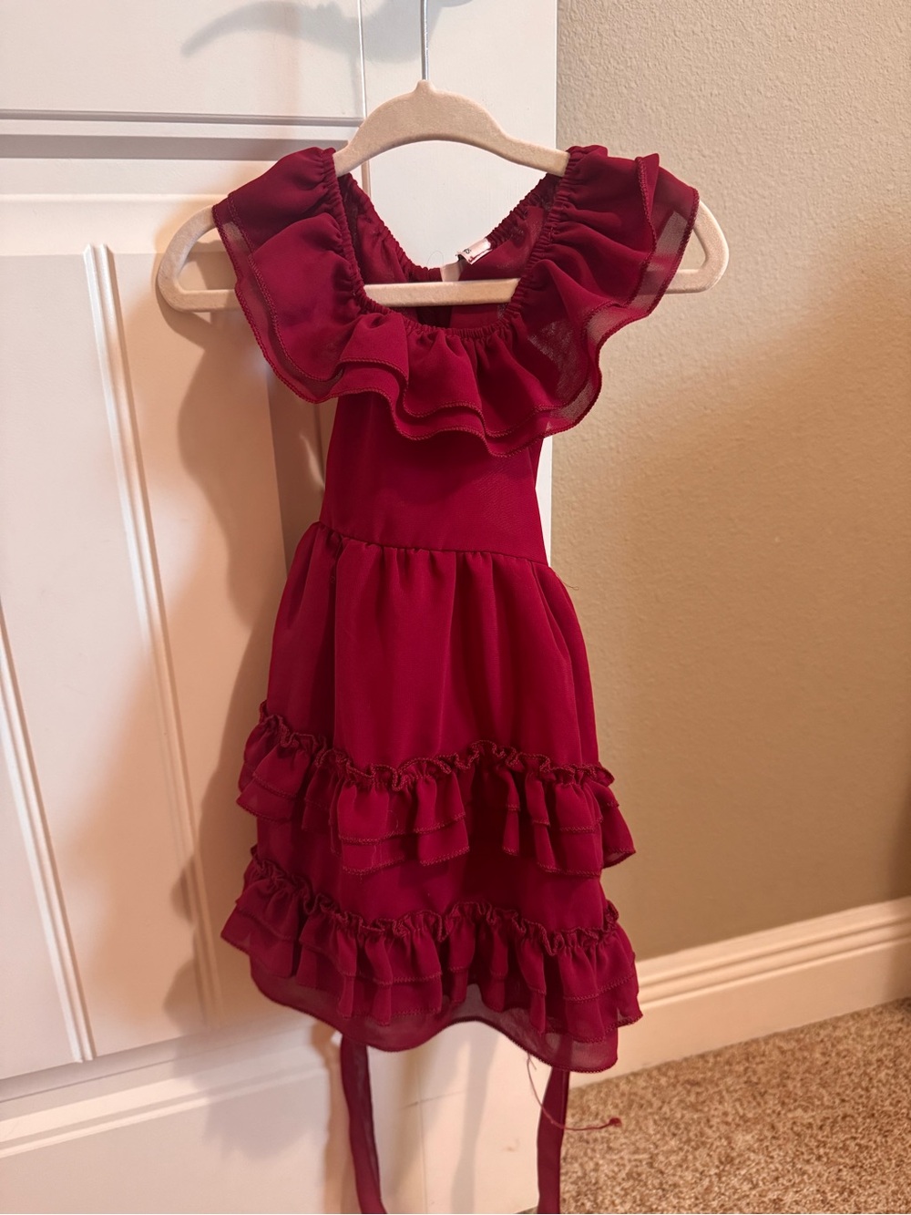 Nellie Ruffle Maxi Dress- Burgundy Christmas Dress